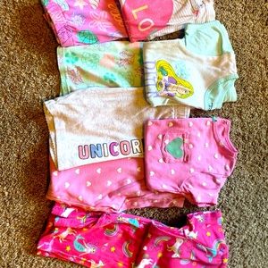 4 pairs of 5T pajama sets, short sleeve and shorts/pants